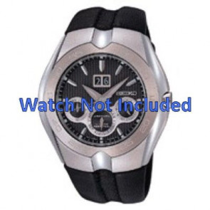 Horlogeband Seiko 7D46-0AA0 / SNP011P1 / 4KT4JB Leder Zwart 16mm